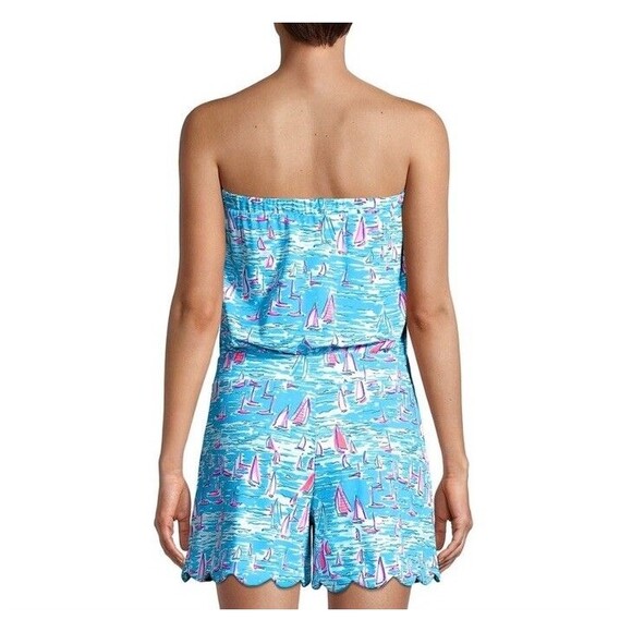 Lilly Pulitzer Jace Romper Zanzibar Blue Boatylicious Strapless XS - Picture 2 of 8
